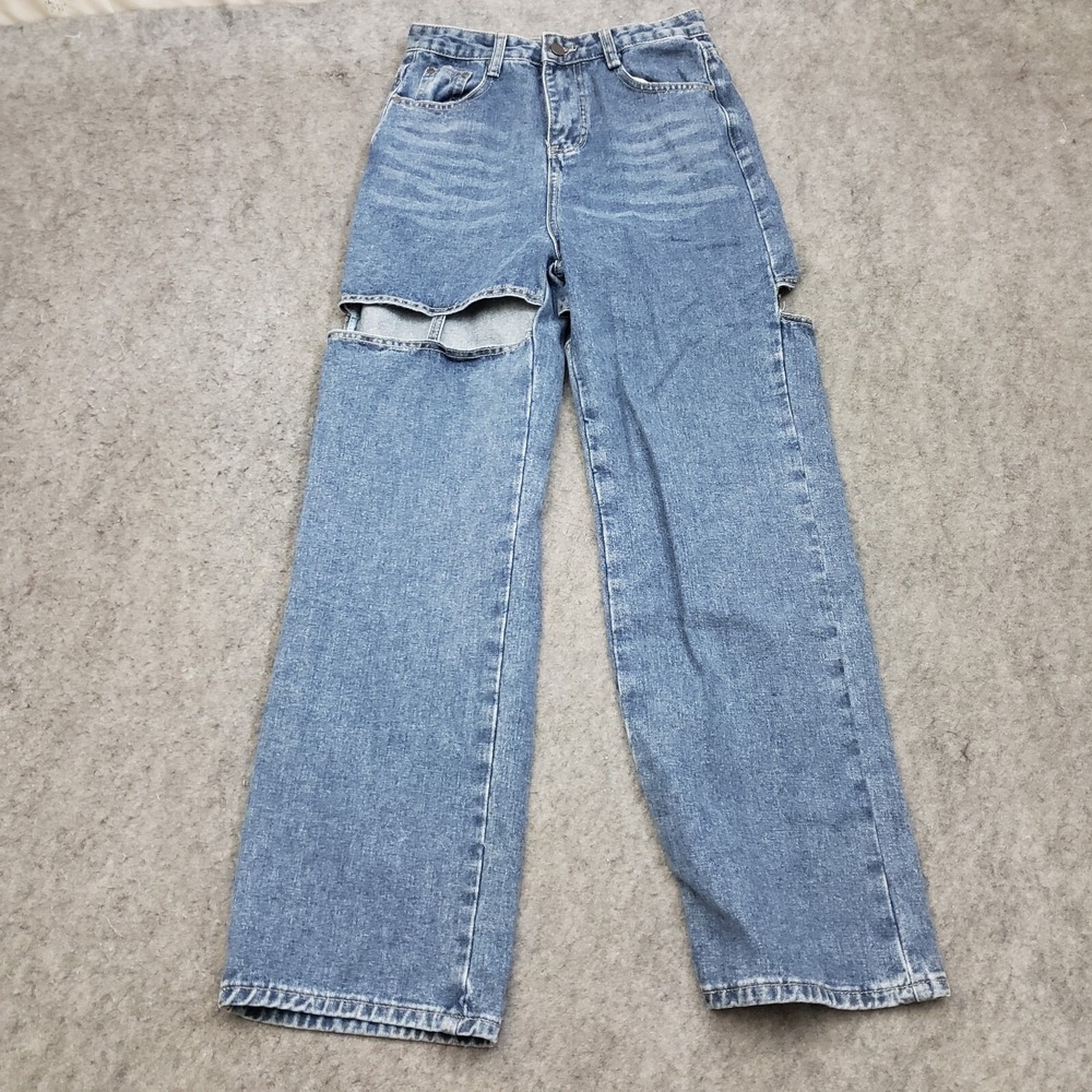 Shinne Jeans Womens Small Blue‎ Straight High Rise Medium Wash Denim Pants 26x27